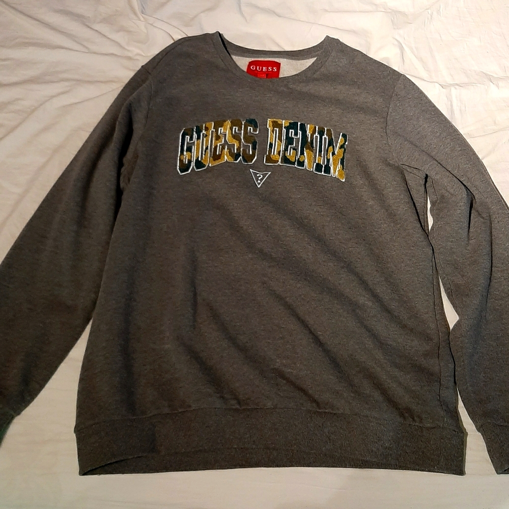 Mens guess denim pullover